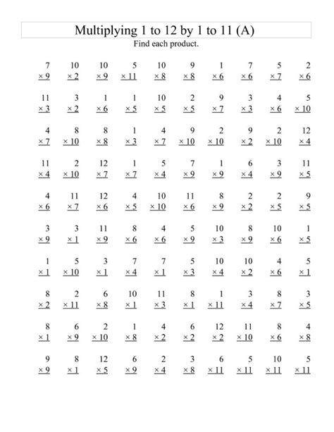 Times Table Worksheets 1 12 Activity Shelter Multiplication Worksheets