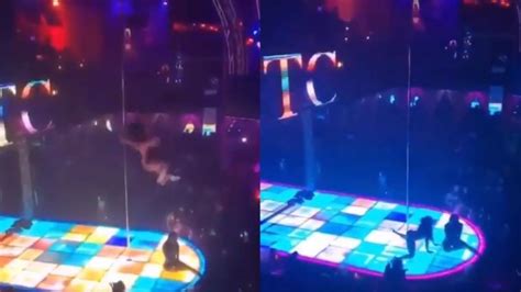 watch stripper keeps twerking despite falling off 15 foot pole and breaking jaw