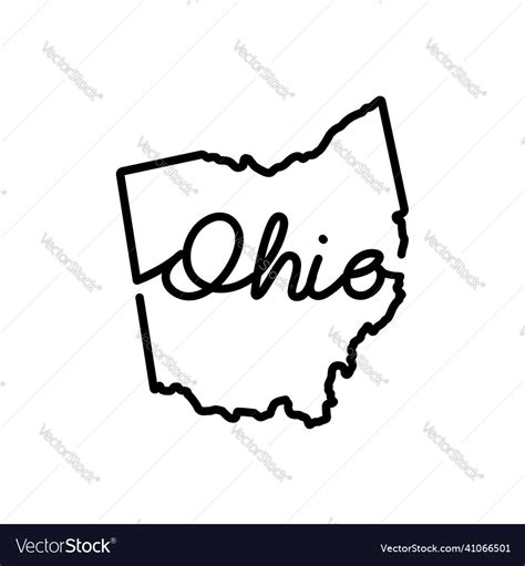 Ohio Us State Outline Map With The Handwritten Vector Image