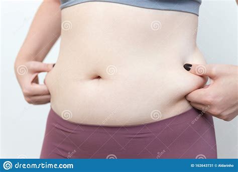 Close Up Of Woman Fat Belly Waist Love Handles Stock Image Image Of