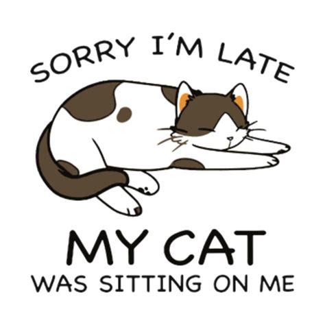 Sorry Im Late My Cat Was Sitting On Me Cat T Shirt Teepublic