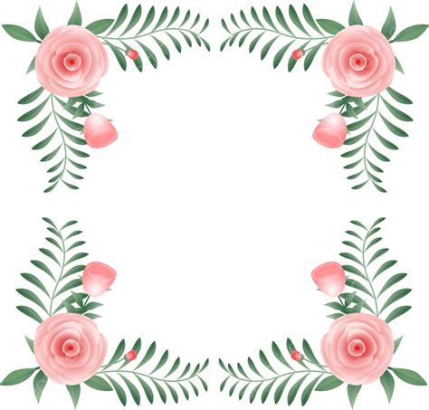 Flower Frame With Beautiful Vector Pink Rose Bouquet Flower Beautiful