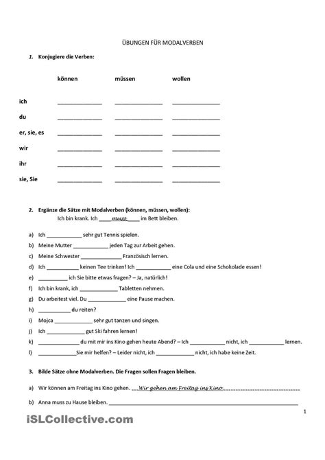 English practice downloadable pdf grammar and vocabulary worksheets. Modalverben können, müssen, wollen | Modalverben ...