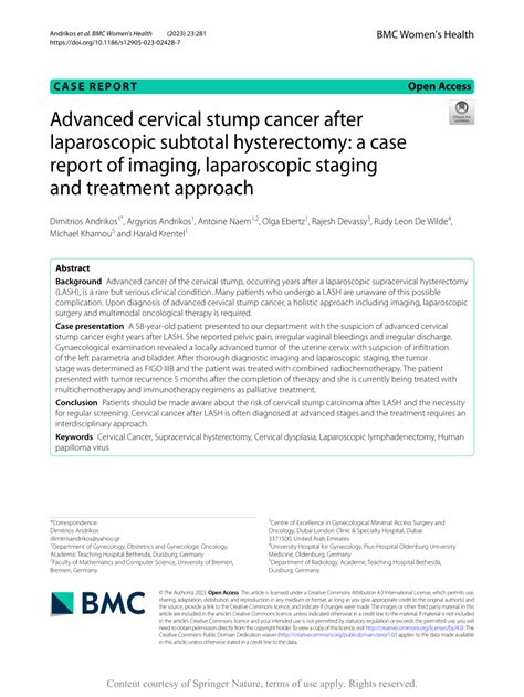 Pdf Advanced Cervical Stump Cancer After Laparoscopic Subtotal