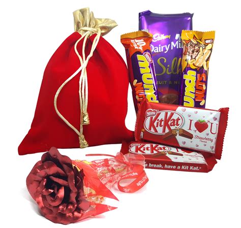 Chocolate for valentine's day ( chocolate delivery same day ) product details: Valentines Day Chocolate Gifts for Girlfriend - Potli/Bag ...