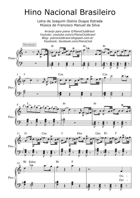 20 de dezembro de 2014. PianoClub: Hino Nacional Brasileiro (partitura com cifras ...