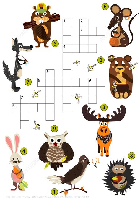 Wild Animals Crossword Puzzle For Studying English Vocabulary Free