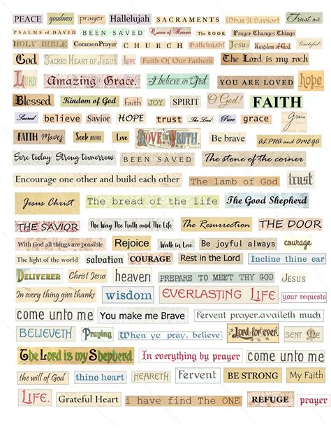 Faith Digital Collage Sheet Phrases And Words Faith Sayings Etsy