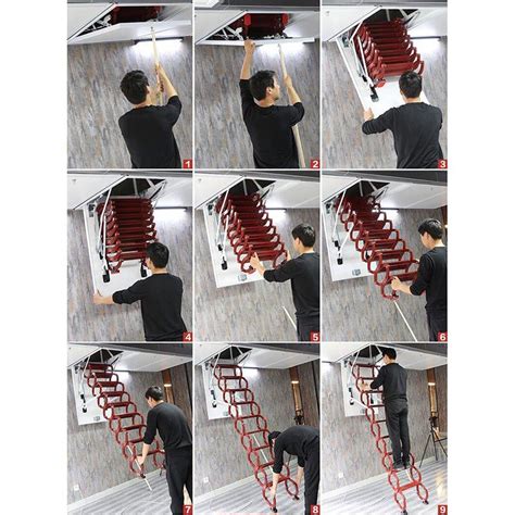 Techtongda Attic Folding Extension Ladder Telescoping Loft Wall Stairs