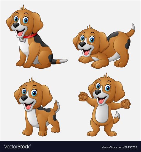 Cartoon Funny Dogs Collection Set Royalty Free Vector Image Baby