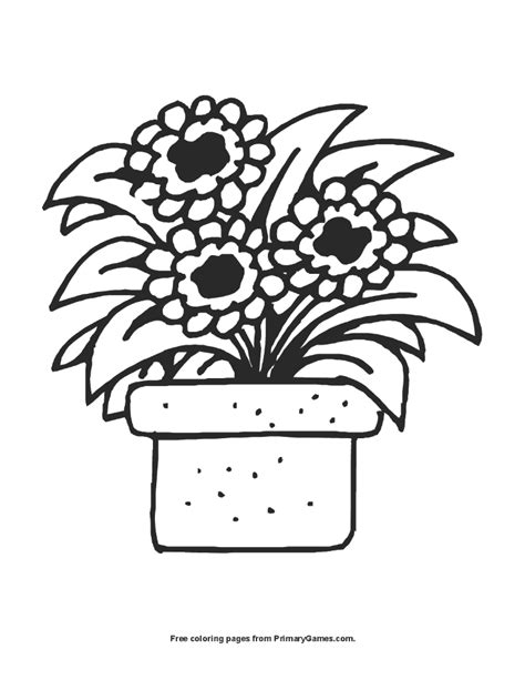 Print all of our flower pot coloring pages. Flower Pot Coloring Page | Printable Summer Coloring eBook ...