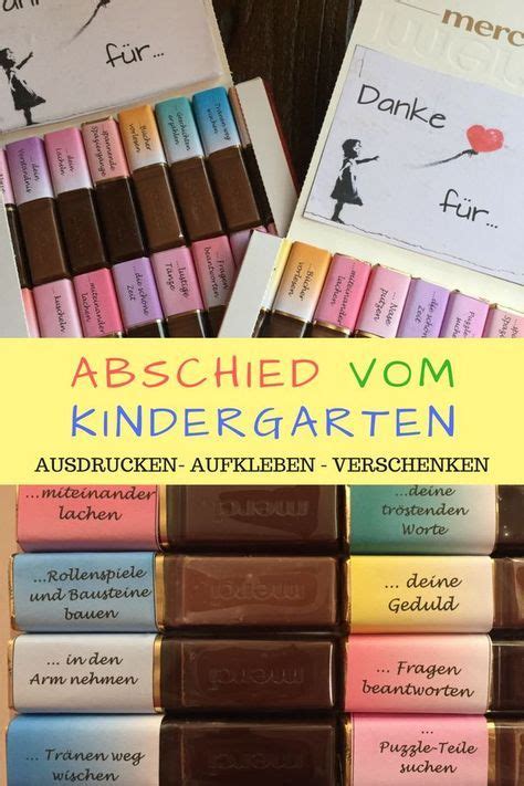 Geschenk zum muttertag oder vatertag oder lehrer 48 gründe um danke zu sagen verpackt in merci mit gratis druckvorlage zum ausschneiden 32 tolle geschenke für erzieherinnen lehrerinnen 32 geschenkideen zum schulende oder abschied & eine druckvorlage für merci schokolade als. Abschiedsgeschenk Kindergarten (mit Bildern ...