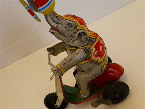Tin Litho Wind Up Circus Elephant Toy Us Zone Germany From Historique