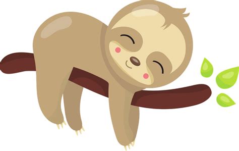 Cute Sloth Sleeping On Tree Branch Lazy Sloth Art Print By Strawberry
