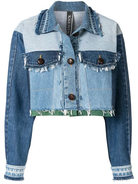 Kseniaschnaider Cropped Denim Jacket Farfetch In 2021 Diy Denim