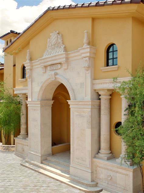 Classic European Arched Entryway Door Surround With Doric Columns And
