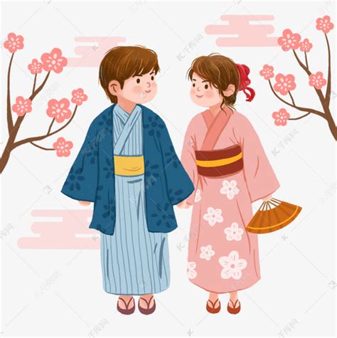 手绘日本和服人物素材图片免费下载 千库网