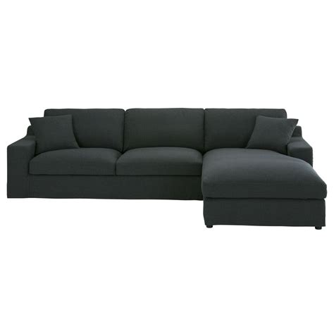 5 Seater Charcoal Grey Fabric Right Hand Corner Sofa Stuart Maisons
