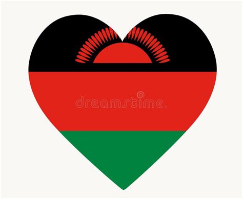 Malawi Flag National Africa Emblem Heart Icon Vector Stock Illustration
