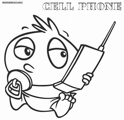 Phone Coloring Cell Pages Clipart Phones Mobile