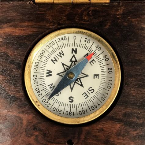Brass Inlaid Anchor Wood Compass Box With Inlaid Brass Compass Antique Reproduction