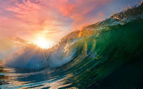 Blue 5k Rays Water 4k Wave Sunset Ocean Sea Sun Sky Hd