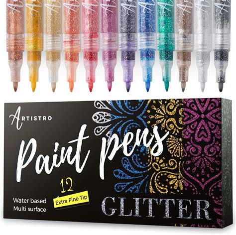 Glitter Paint Pens For Rock Painting Scrapbook Journals Photo Albums