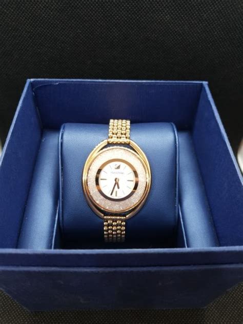 Sat Swarovski Crystalline Oval Rose Gold Tone Bracelet Watch 5200341