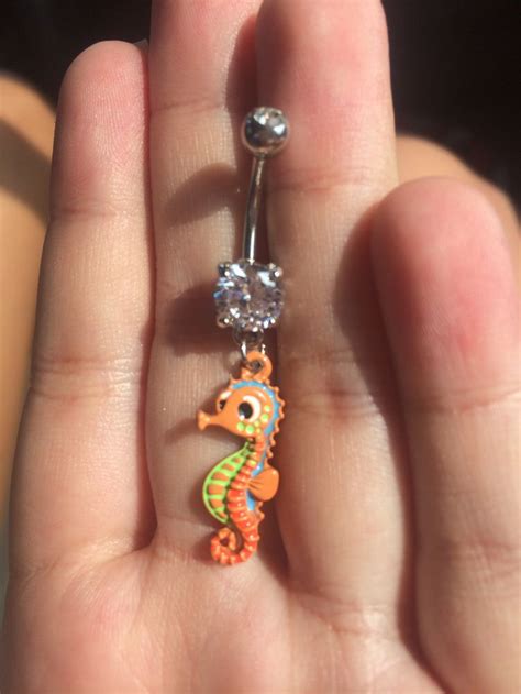 Found This Adorable Sea Horse Belly Button Ring At A Tattoo Parlor