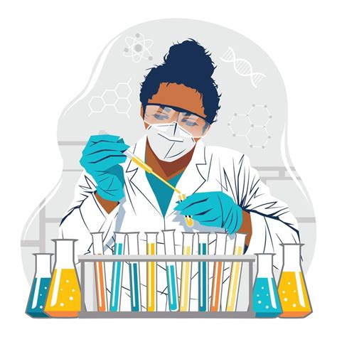 Mujeres En Concepto De Ciencia Con Mujer Científica Que Trabaja En Laboratorio 4270825 Vector En
