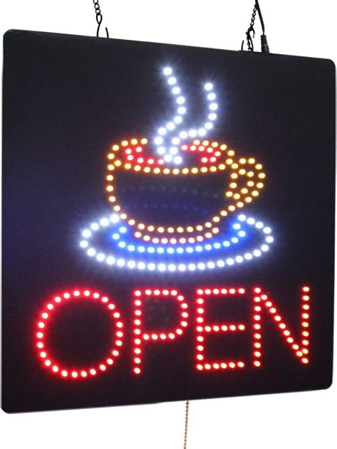 Buy Open With A Coffee Mug Sign Topking Signage Led Neon Open Store