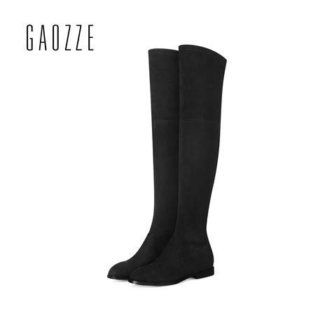 Gaozze Sheep Suede Slim Fit Boots Sexy Over The Knee High Women Flat