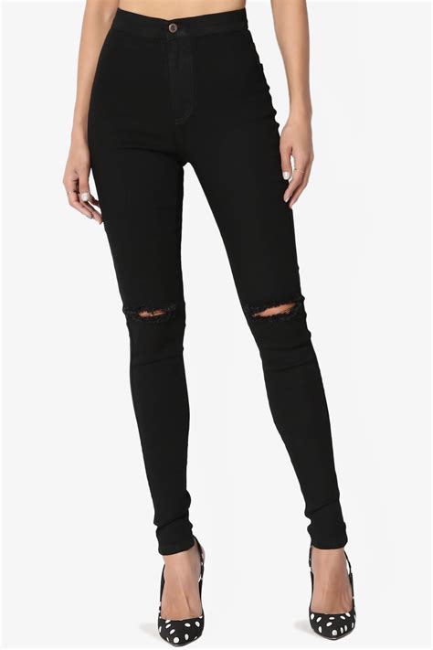Themogan Women S High Waisted Ripped Distressed Destroyed Skinny Jeans