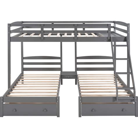 Wood Triple Bunk Bedtriple Bunk Bed Full Over Twin And Twin Bunk Bed