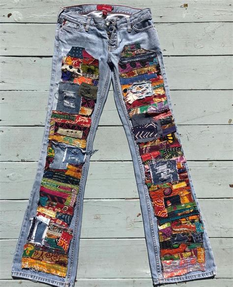 Patchwork Jeans Kantha Made To Order Patchwork Hippie Boho Etsy