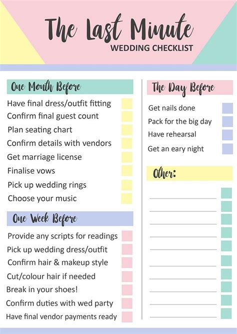 10 Printable Wedding Checklists For The Organized Bride Sheknows