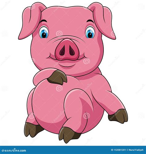 Cute Pig Sitting With White Background Stock Vector Illustration Of