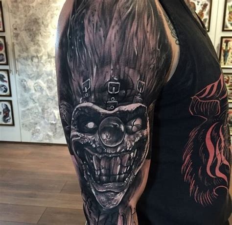 80 Crazy Monster Clown Arm Face Tattoo Design Png  2023