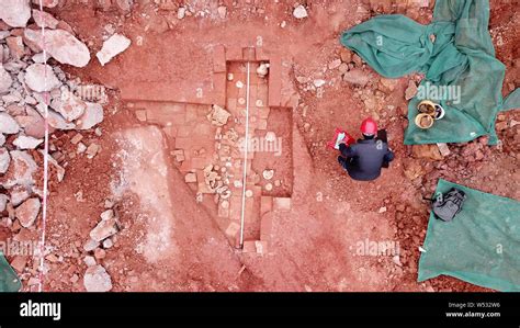 an aerial view of ancient tombs dating back to eastern han dynasty 25ad 220ad and ming and