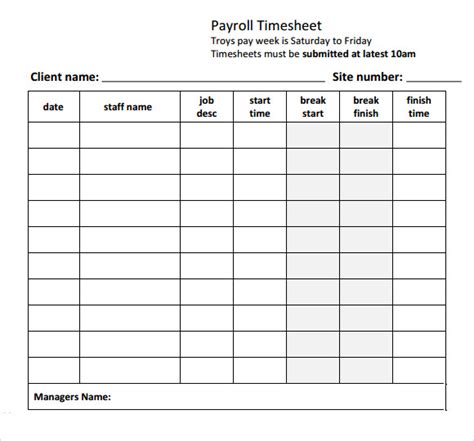 Payroll Timesheet Template Pdf Template Gambaran