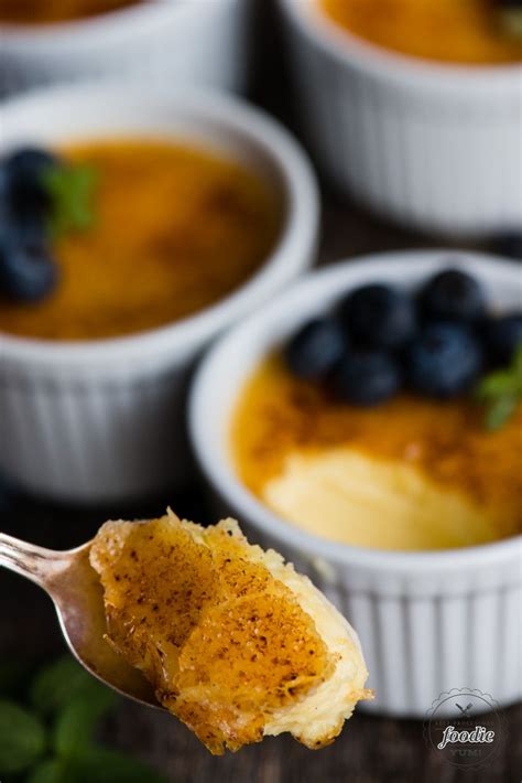 The custard layer will be thinner in these dishes, and therefore will cook faster in the oven as well. Crème Brûlée, made with just four ingredients, is the best ...