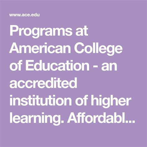 Programs At American College Of Education An Accredited Institution