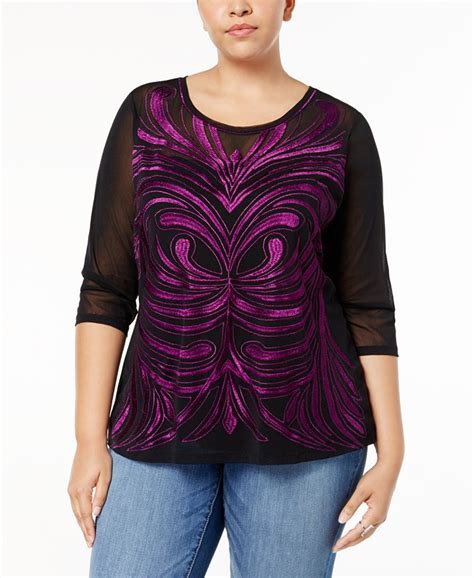 Inc International Concepts Inc Plus Size Illusion Sleeve Embroidered