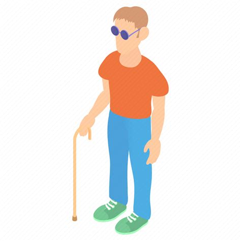 Blind Blindness Cane Cartoon Man Person Stick Icon Download On