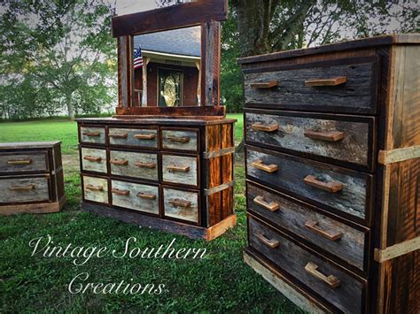 Choice of stains and handles available. Reclaimed barn wood bedroom suit by Vintage Southern ...