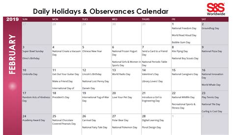 April Daily Holidays And Observances Printable Calendar Sands Blog