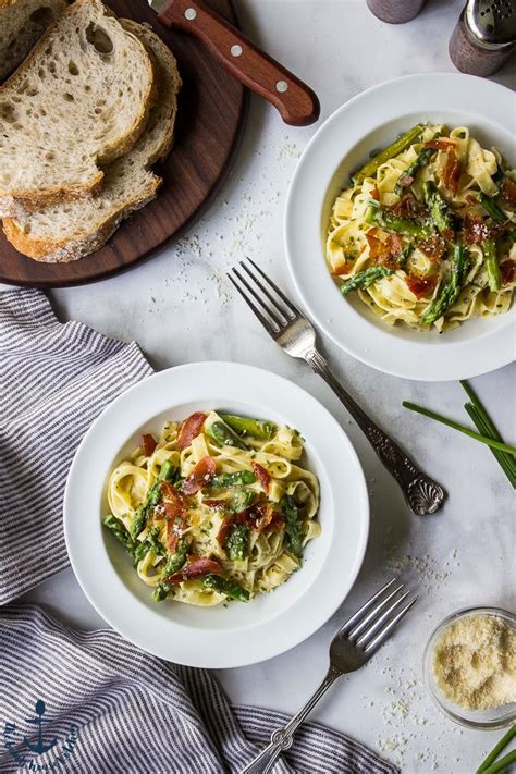 Fettuccine Alfredo With Asparagus And Crispy Prosciutto Recipe