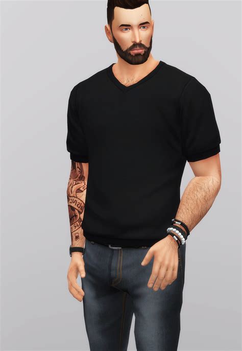 S4 V Neck T Shirt Ii 20 Color 네이버 블로그 V Neck Shirt Mens Sims 4