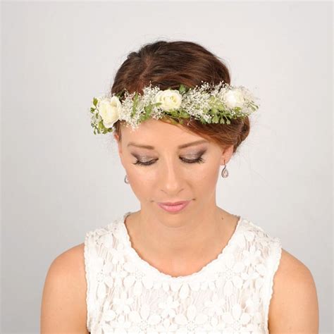 flower crown woodland crown wedding halo floral hair wreath wedding wreath headband ivory