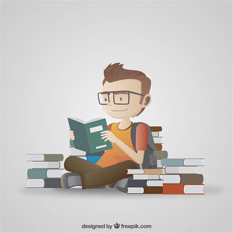 Download Student Reading Illustration Vector | Free Download
